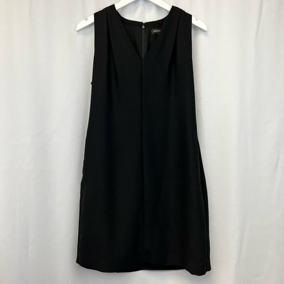Banana Republic Womens A Line Dress Solid Black V Neck Sleeveless Knee Length 2 - Picture 1 of 11